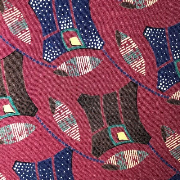 Dior Burgundy Navy Designer Silk Tie - Picture 4 of 4